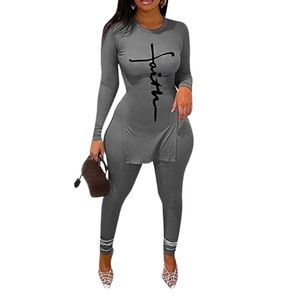 Gray Two piece Casual Pants Set